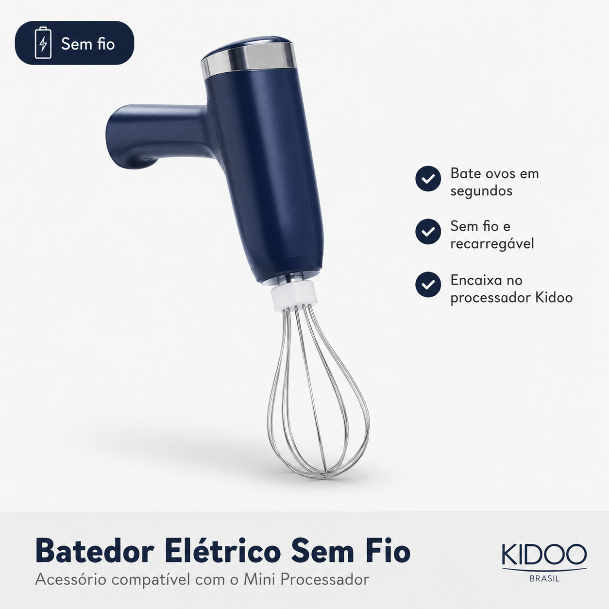 Batedor Elétrico Sem Fio para Descascador Elétrico Kidoo